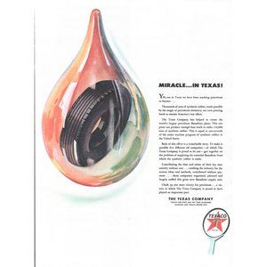 1944 Texaco Texas Oil Company Vintage Print Ad Rubber Tire Drop Star Wall Art